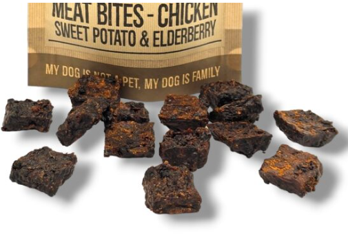 CanisPurus Snack Meat Bites Kip, Zoete Aardappel & Vlierbes – Trainingssnack voor honden