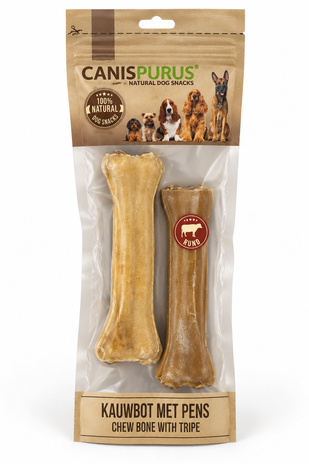 Canis Purus – Kauwbot runderhuid met pens – 12 of 17 cm