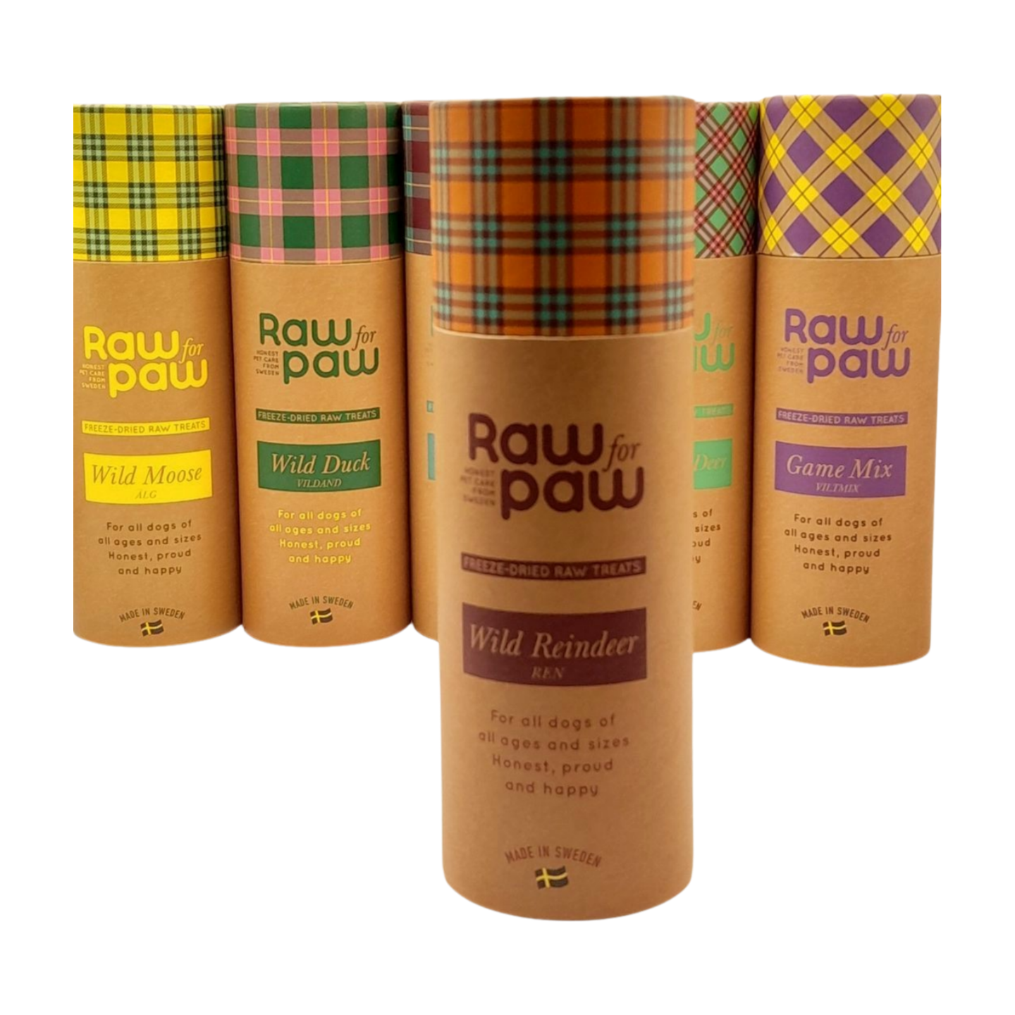 raw for paw gevriesdroogde snacks hondensnoepjes freeze dried treats tube wild reindeer wild rendier vooraan