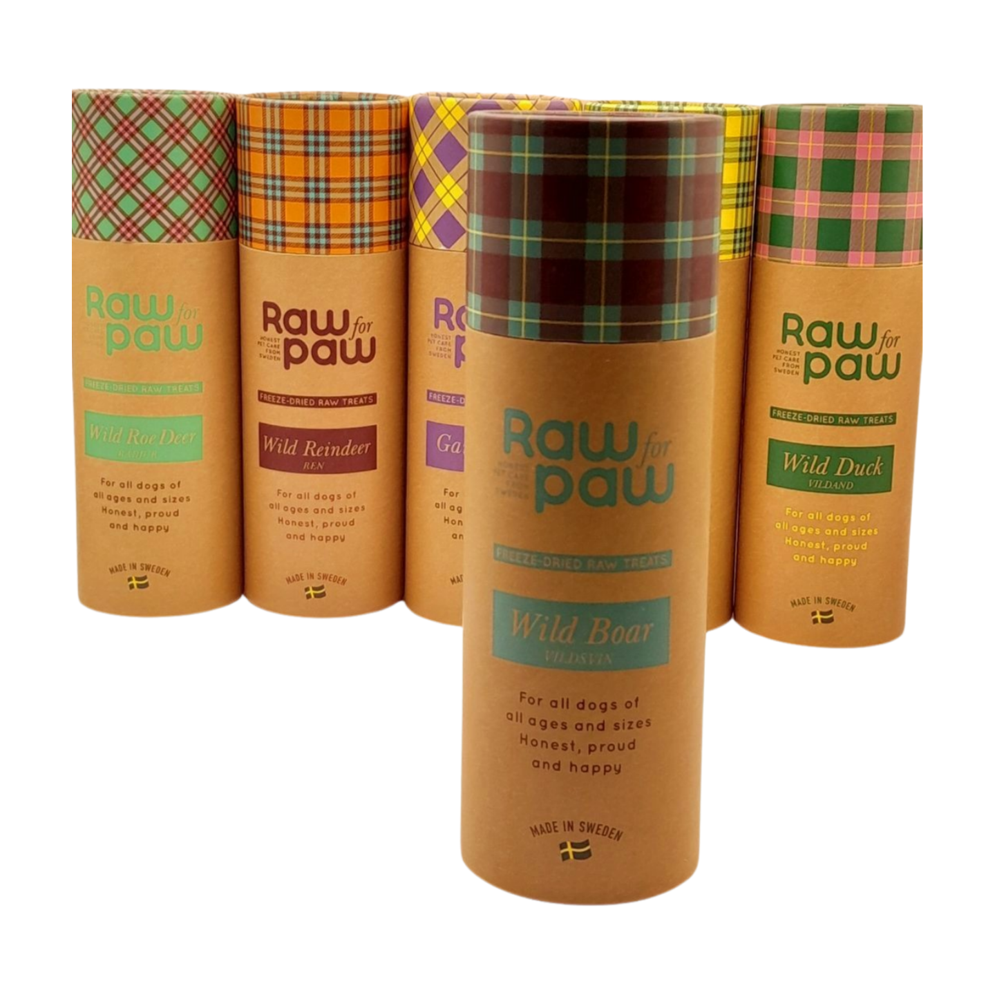 raw for paw gevriesdroogde snacks hondensnoepjes freeze dried treats tube wild boar wild zwijn vooraan