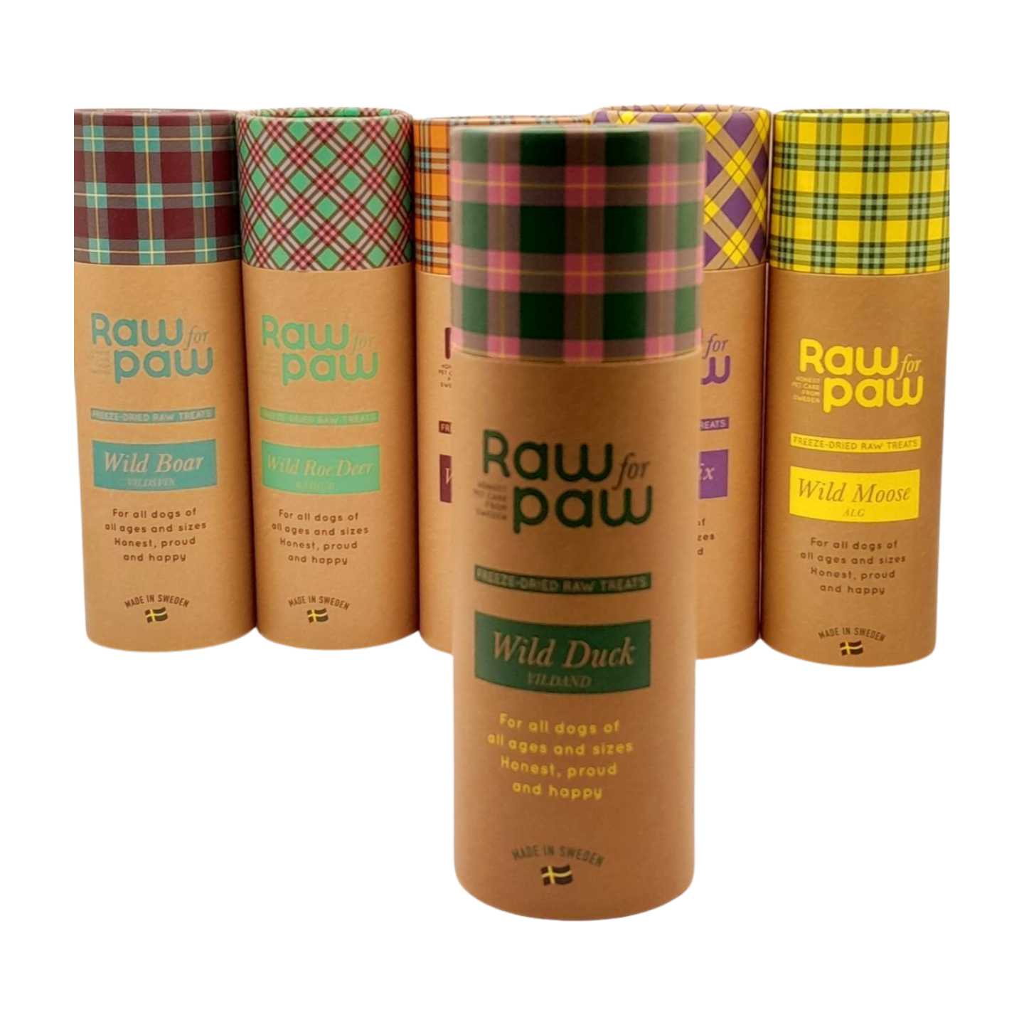 raw for paw gevriesdroogde snacks hondensnoepjes freeze dried treats tube wild duck wilde eend vooraan