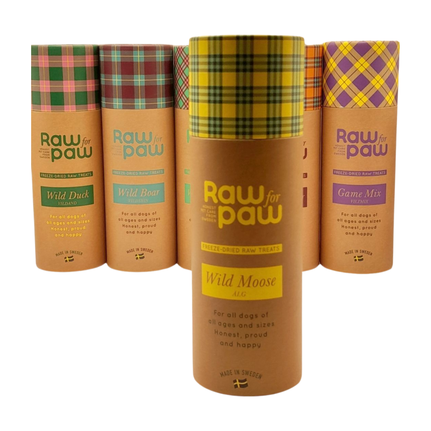 raw for paw gevriesdroogde snacks hondensnoepjes freeze dried treats tube wild moose wilde eland vooraan