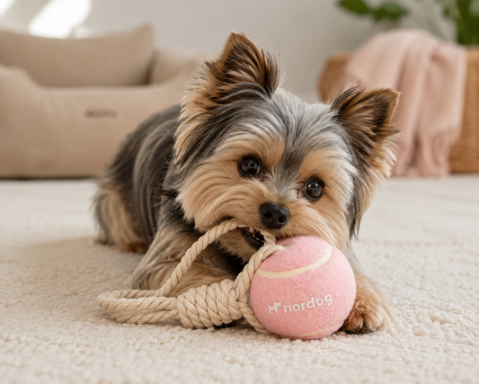 Nordog – Tennisbal met touw – Roze