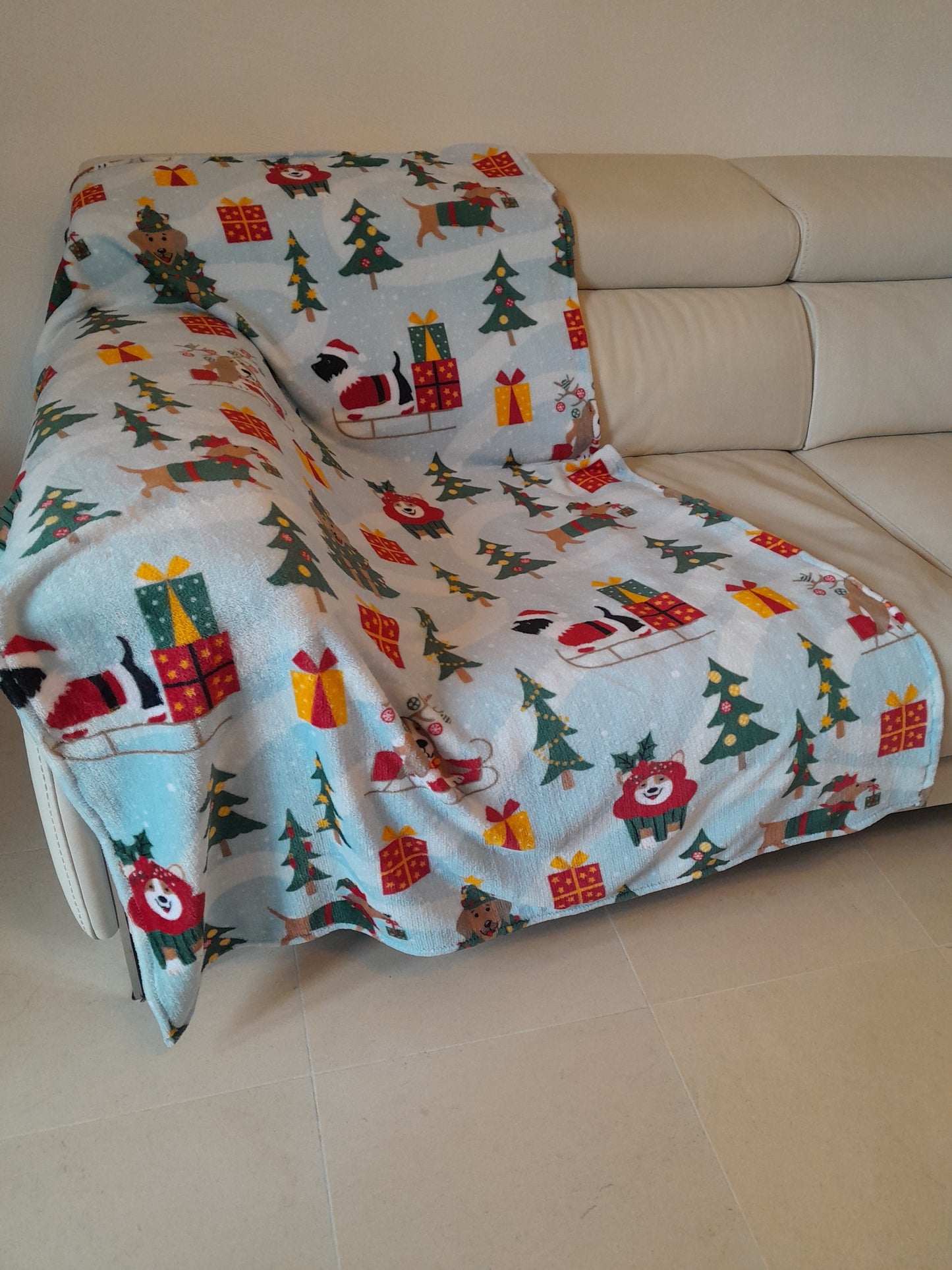 J&F Xmas Dogs – Groot kerst fleece dekentje (150 x 100 cm)