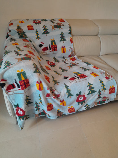 J&F Xmas Dogs – Groot kerst fleece dekentje (150 x 100 cm)