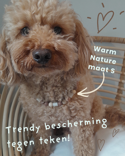 J&F Natuurlijke antitekenketting met EM kralen – Warm Nature - maten XS - L