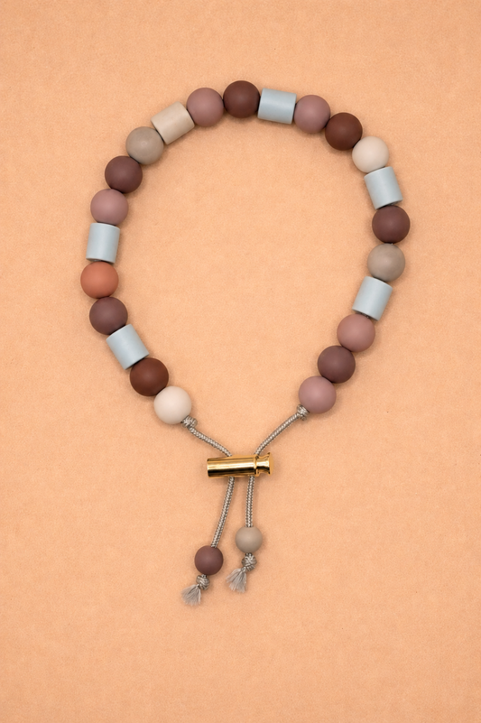 J&F Natuurlijke antitekenketting met EM kralen – Warm Nature - maten XS - L