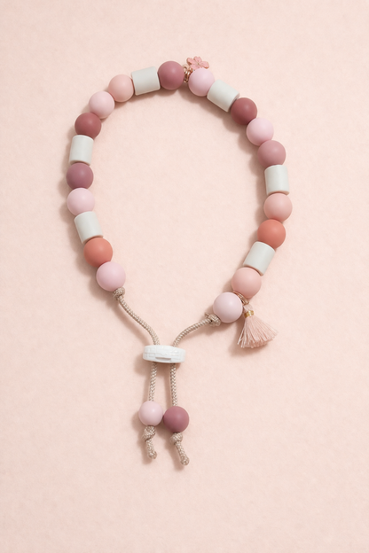 roze tekenketting voor honden met EM kralen