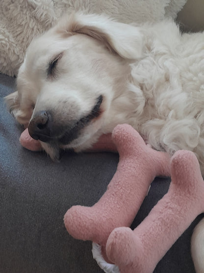 Hond slaapt met de Blossom knuffelketting van Judith & Florent