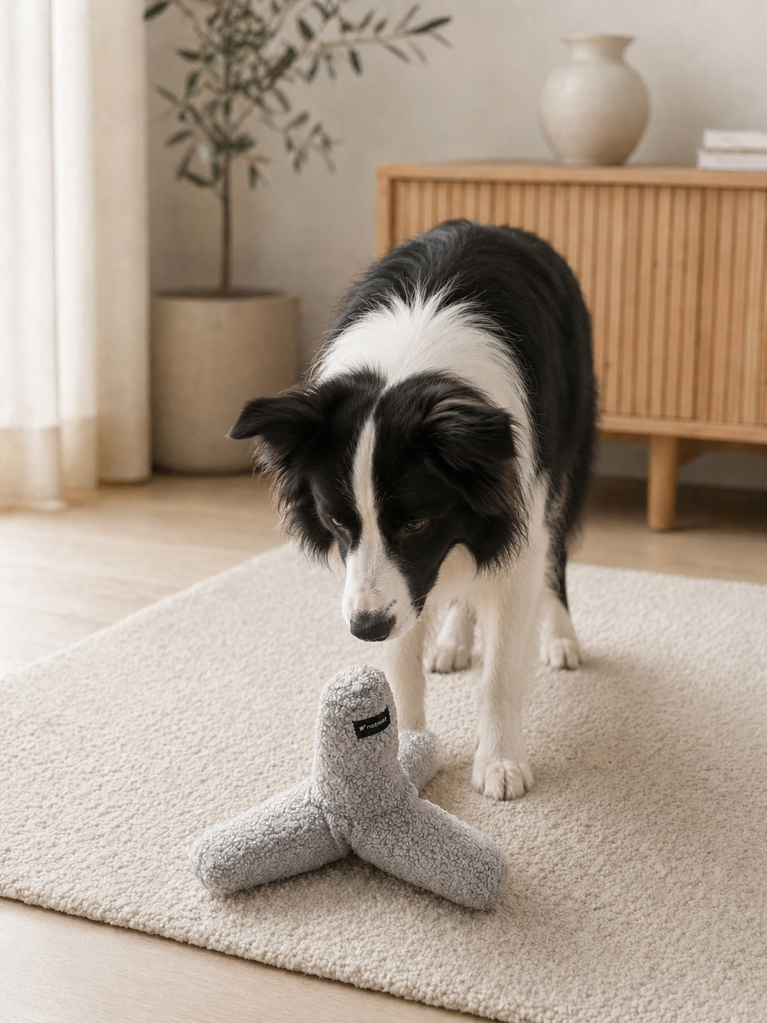 Hond speelt met Nordog KATA hondenspeeltje in Slate grijs