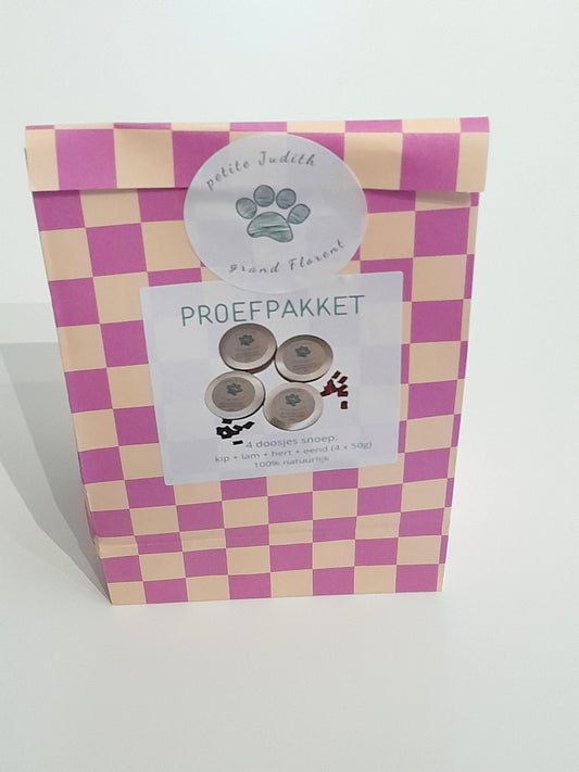 Proefpakket met natuurlijke hondensnacks van Judith & Florent