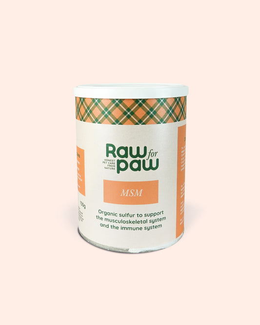 Raw for Paw MSM supplement voor de ondersteuning van huid, vacht en gewrichten bij honden