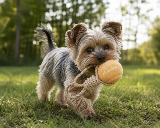 tennisbal met touw voor honden