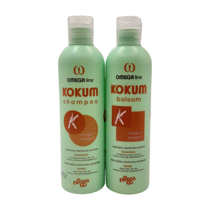 vachtverzorging  voor puppy's Kokum balsem en hondenshampoo Omega line