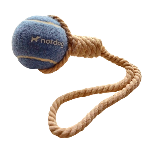 tennisbal hoogwaardig rubber en touw van duurzaam katoen trekspelletje, werpspelletjes, apporteerspel
en touwtrekspelletje Nordog blauw