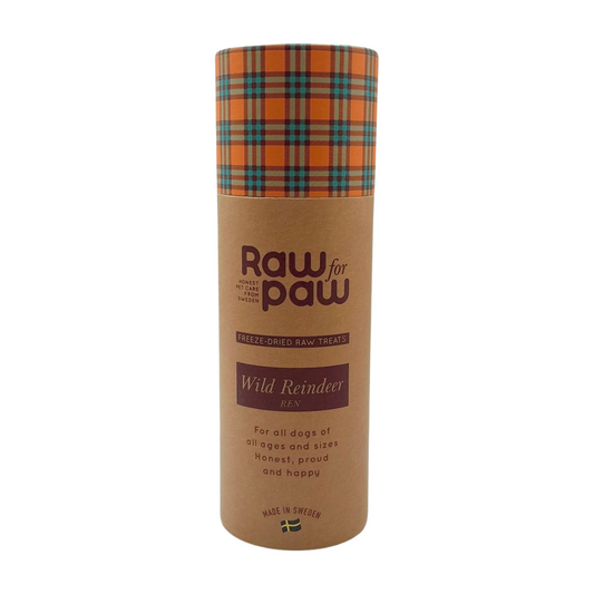 raw for paw gevriesdroogde snacks hondensnoepjes  freeze dried treats tube wild reindeer wild rendier front
