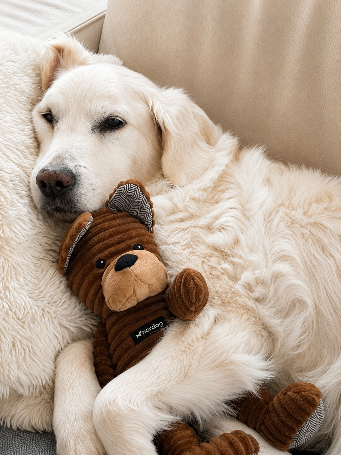 zachte knuffel hond scandinavisch